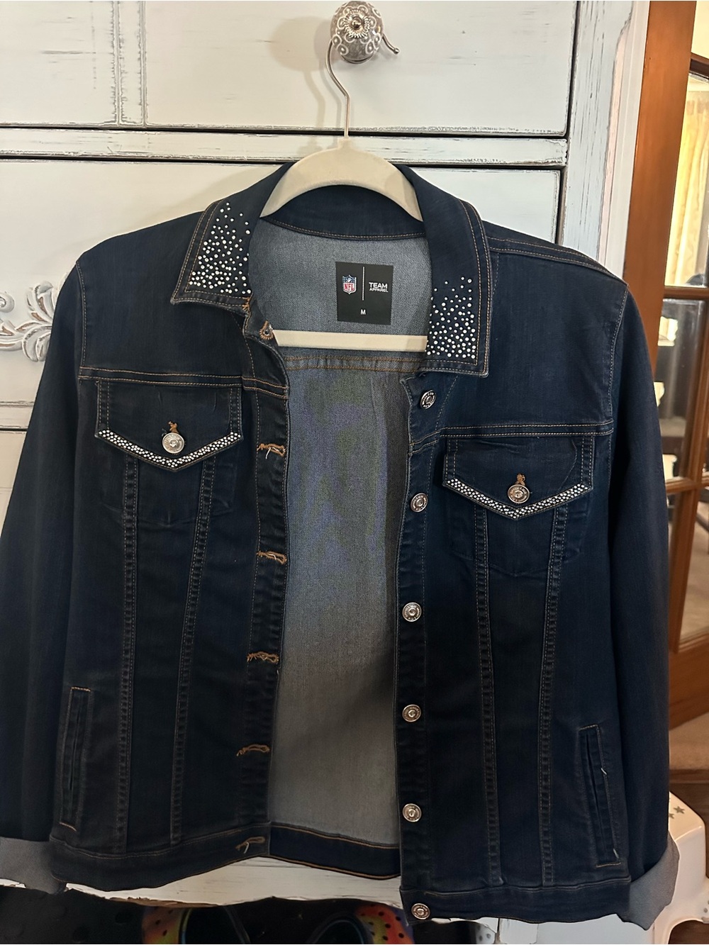 NFL Indianapolis Colts Rhinestone Denim Jacket Women’s Medium Blue Jean Jacket - Picture 5 of 5